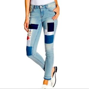 William Rast Perfect Relaxed Skinny Jeans Patchwork boho Eclectic 24 0 euc